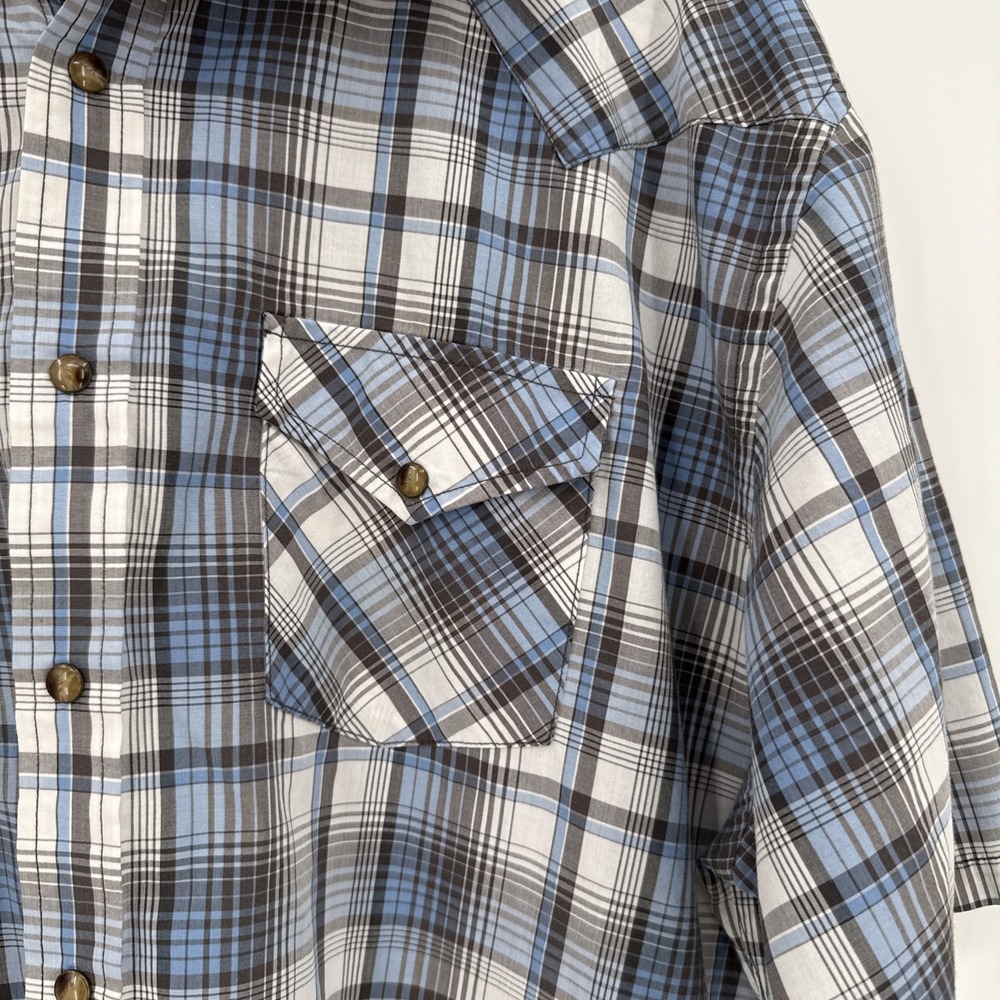 Pendleton Womens Blue Plaid Pearl Snap Frontier Shirt Size XXL Western Everyday - Picture 2 of 9